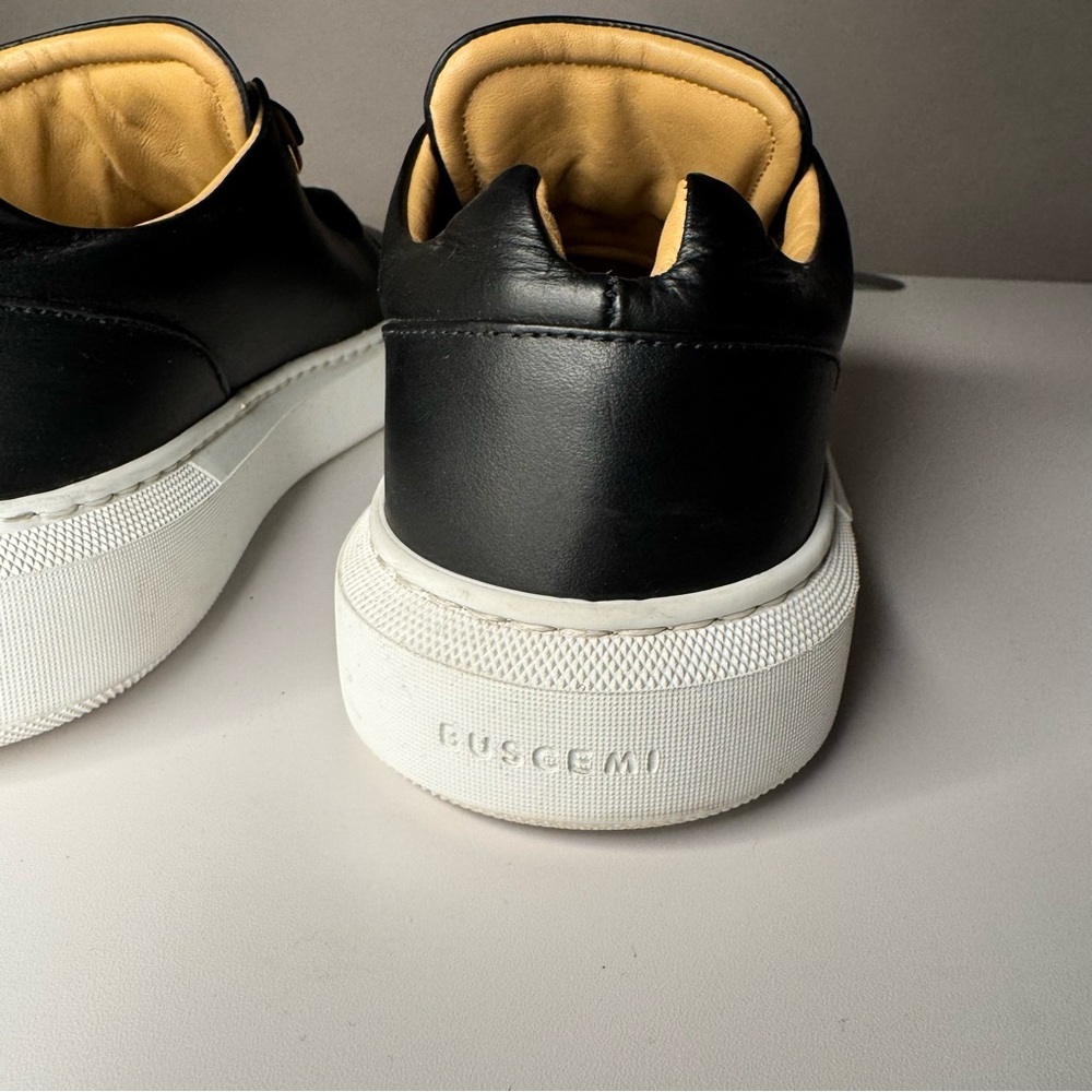 Buscemi Black Italian Leather White Sole Low Top Sneakers w/ Tan Lining Size 38 - Picture 9 of 16